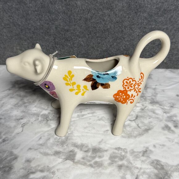 The Pioneer Woman Stoneware Floral Cow Creamer New With Tag Flea Market - Picture 2 of 7
